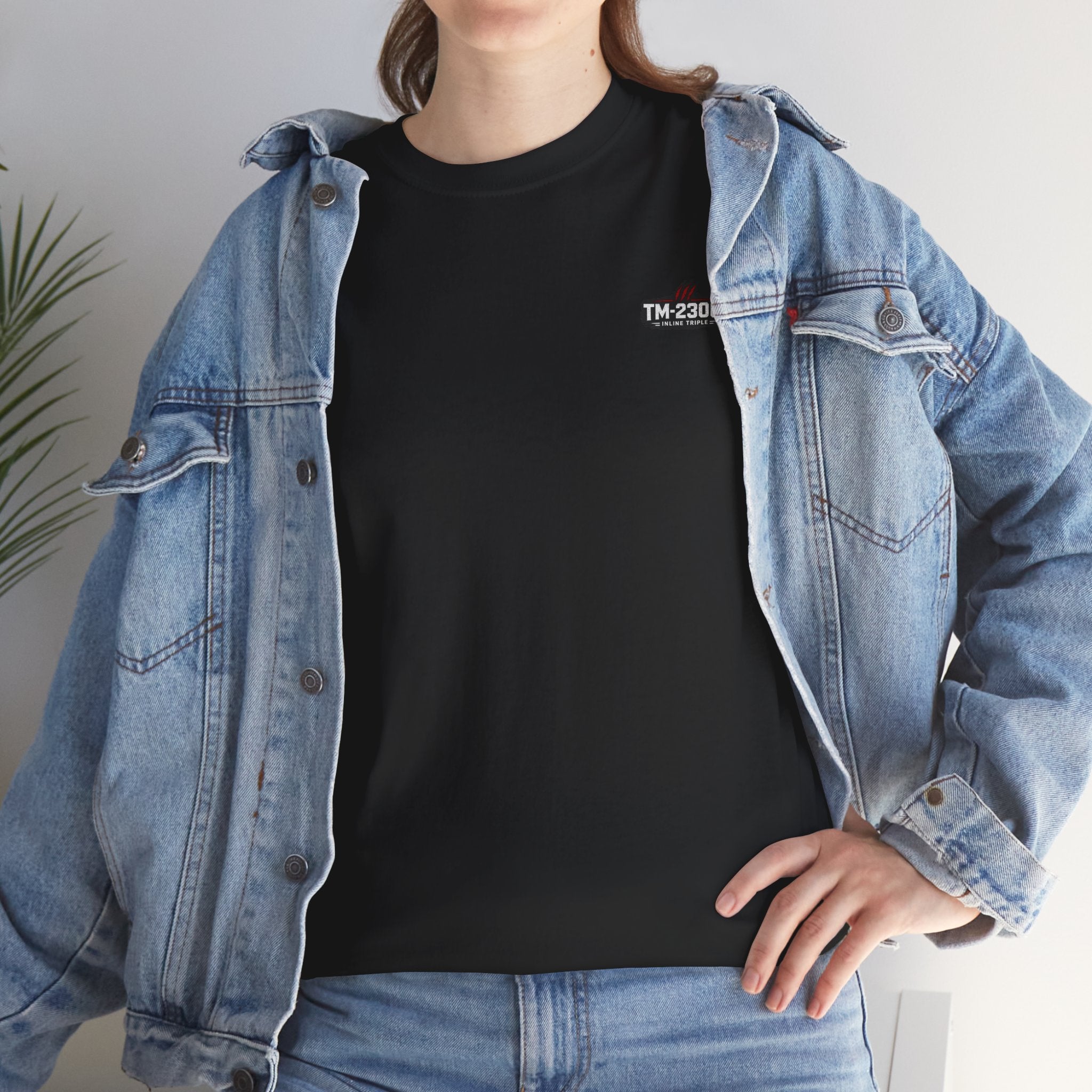 TM-2300 Graphic Tee — Retro Racing Logo T‑Shirt with Back Slogan