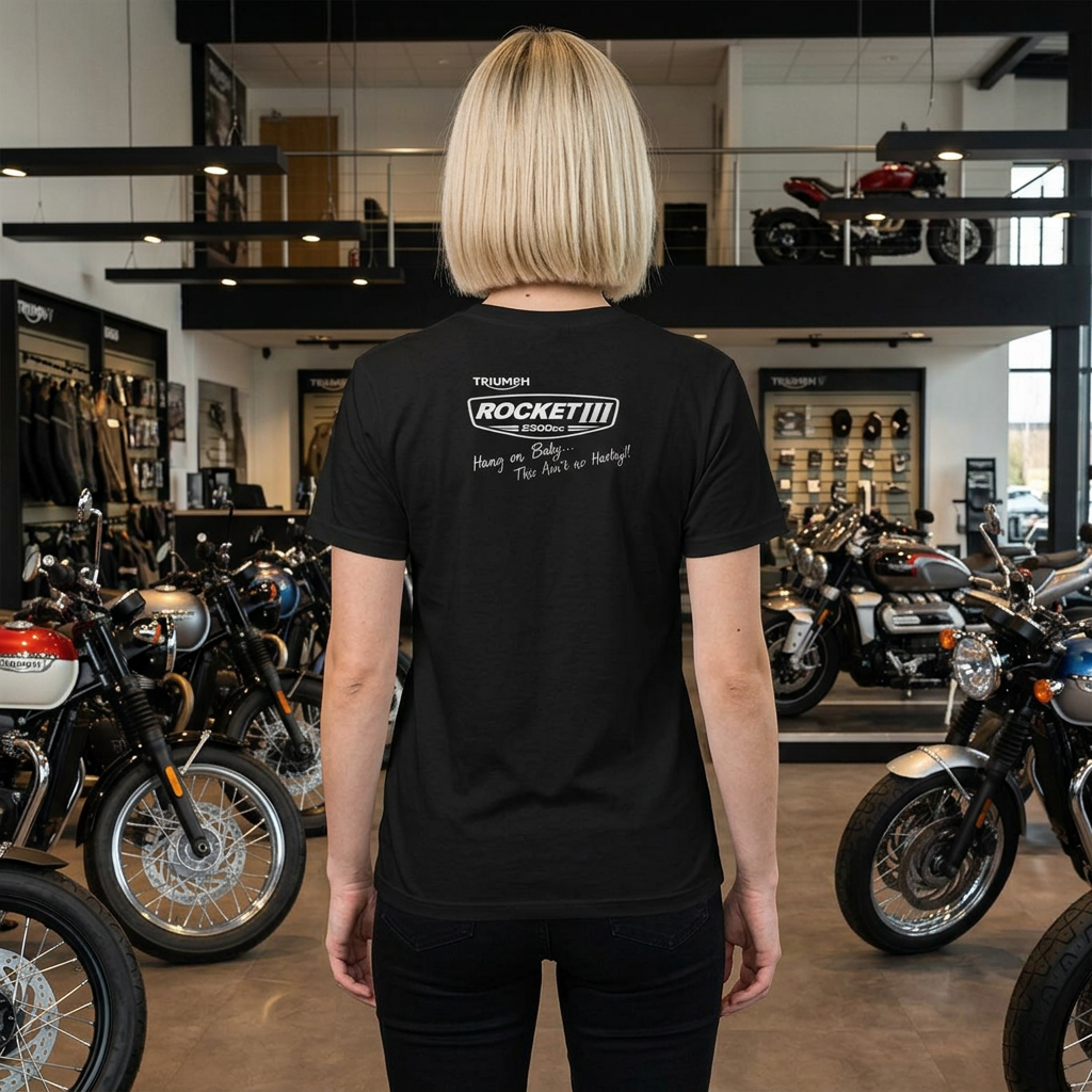 TM-2300 Graphic Tee — Retro Racing Logo T‑Shirt with Back Slogan