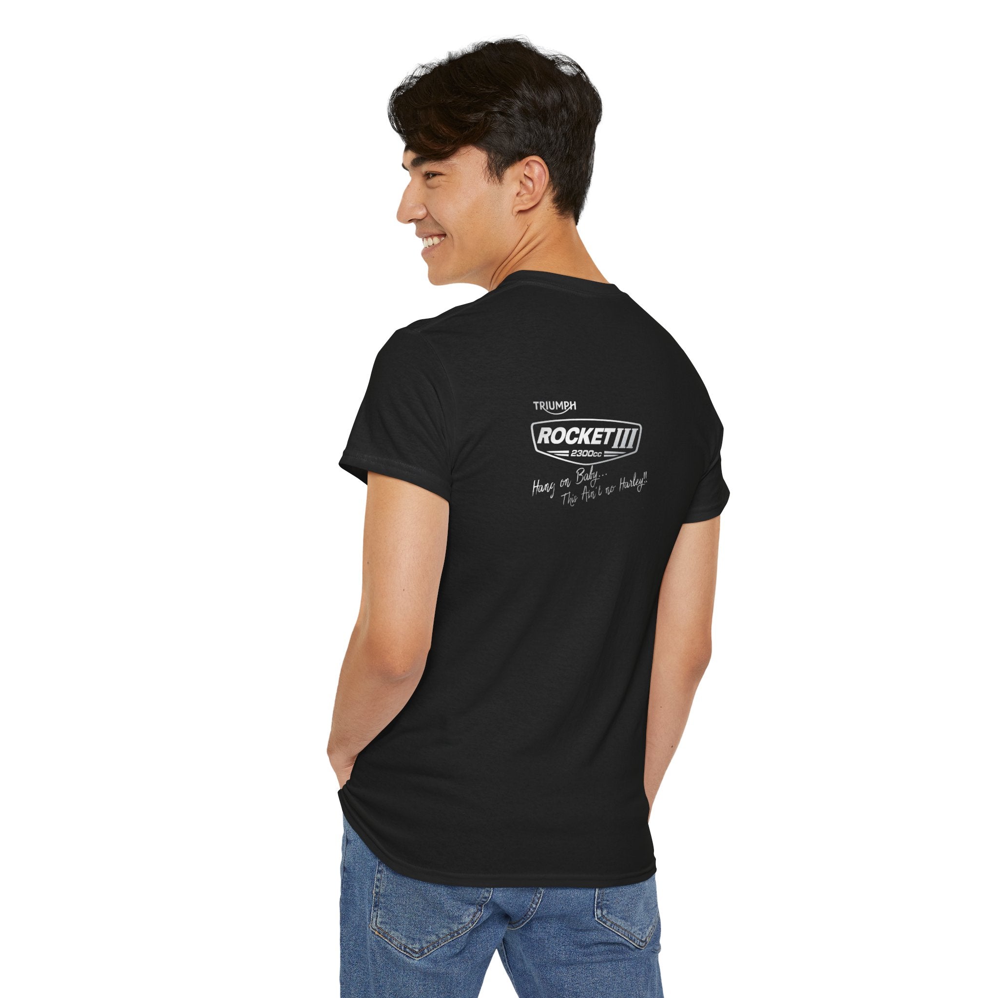 TM-2300 Graphic Tee — Retro Racing Logo T‑Shirt with Back Slogan